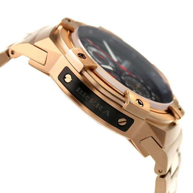 ブレラ ミラノ スーパースポルティーボ エヴォ 腕時計 ブランド メンズ クロノグラフ BMSSQC4502C-BRC ブラック ピンクゴールド 黒 BMSSQC4502C-BRC