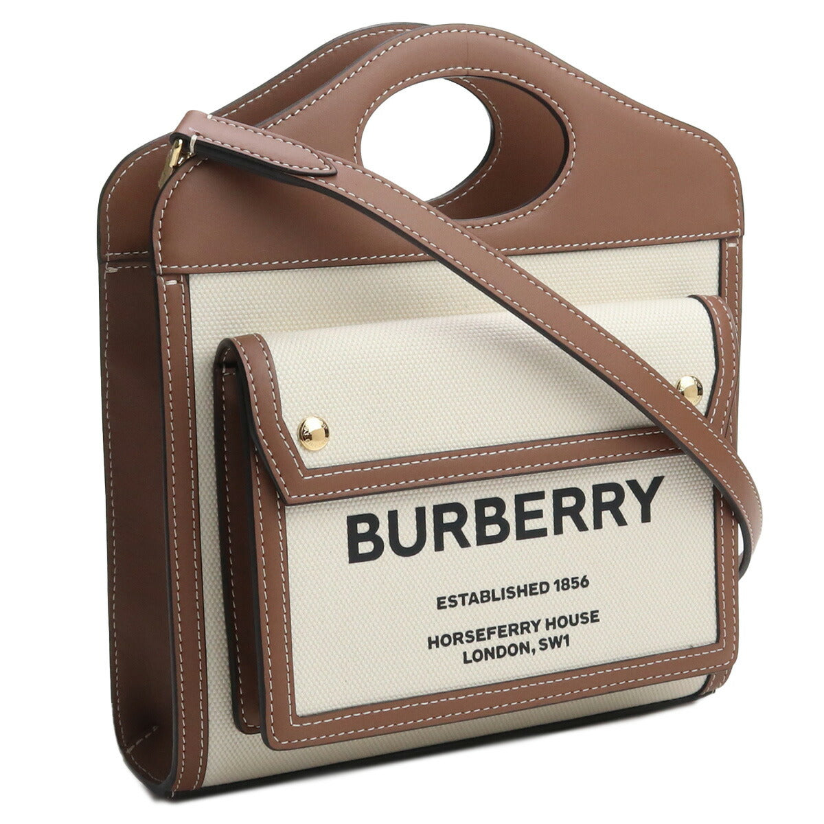 バーバリー トートバッグ レディース ブランド コットン イタリア 8039361 NATURAL-MALT BROWN ホワイト系 ブラウン系 バッグ BUR8039361011