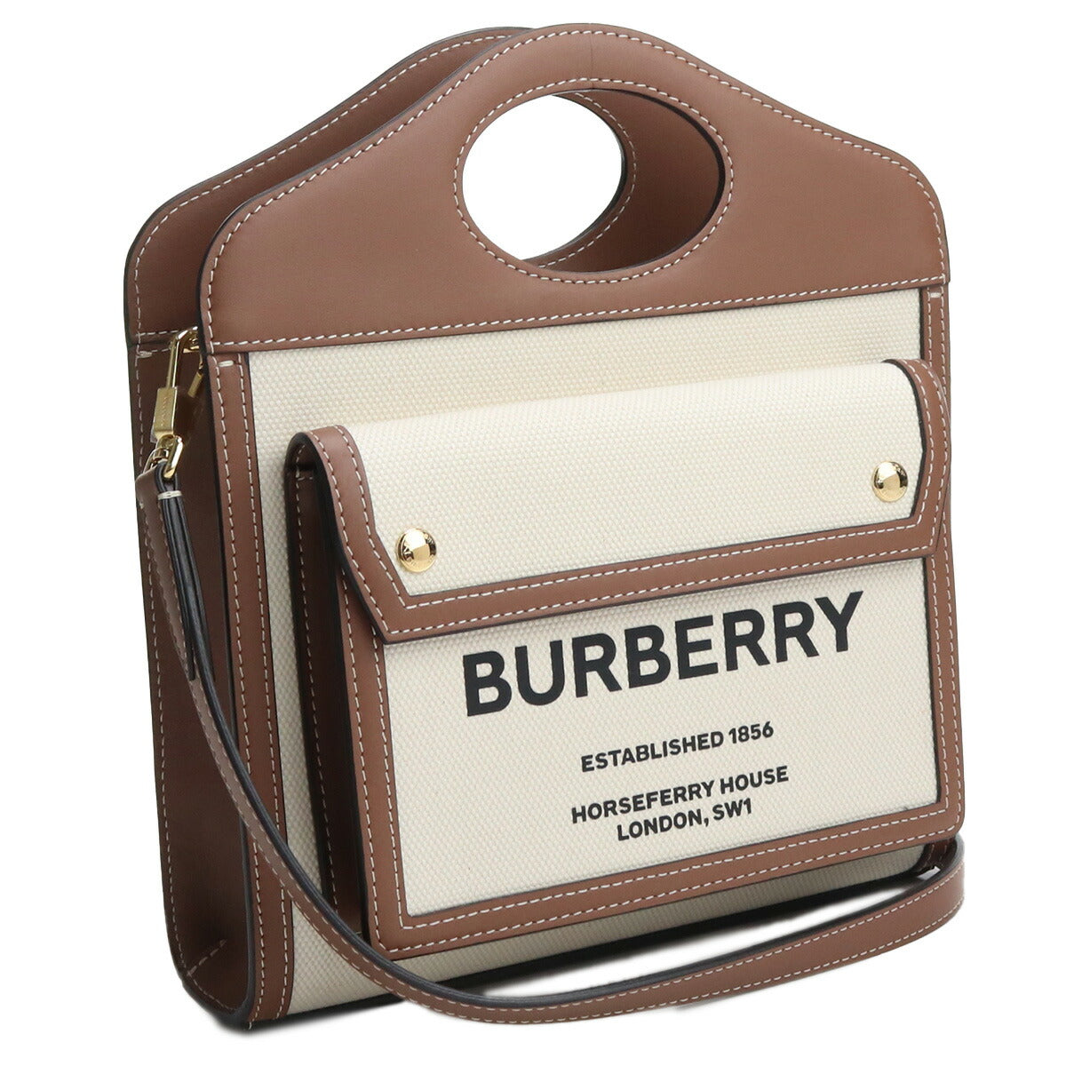 バーバリー トートバッグ レディース ブランド コットン イタリア 8039361 NATURAL-MALT BROWN ホワイト系 ブラウン系 バッグ BUR8039361011