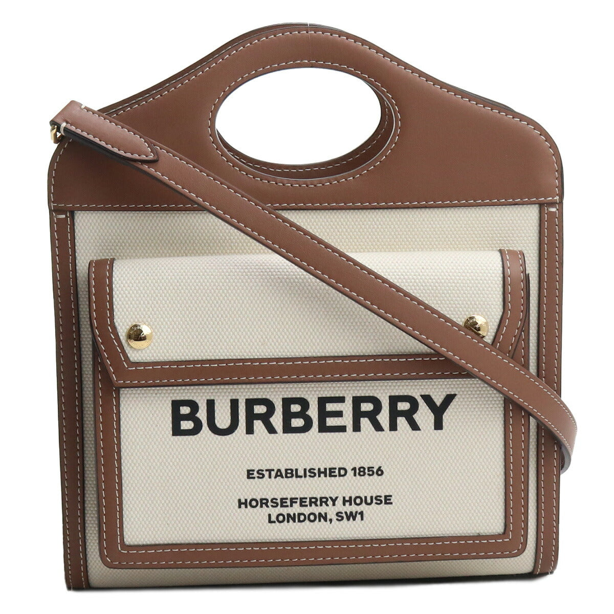 バーバリー トートバッグ レディース ブランド コットン イタリア 8039361 NATURAL-MALT BROWN ホワイト系 ブラウン系 バッグ BUR8039361011