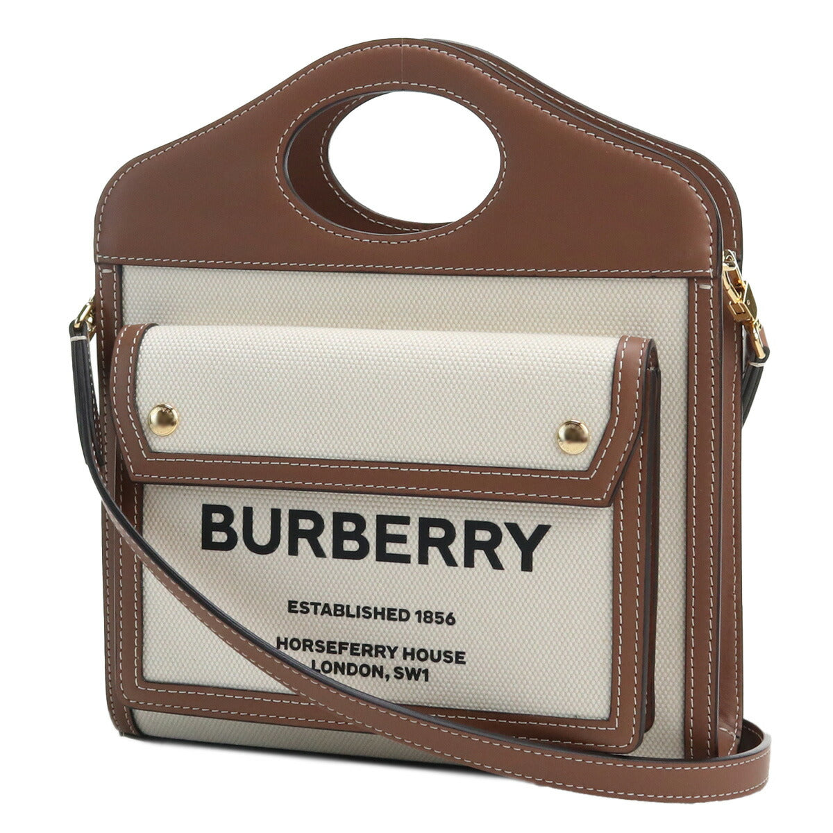 バーバリー トートバッグ レディース ブランド コットン イタリア 8039361 NATURAL-MALT BROWN ホワイト系 ブラウン系 バッグ BUR8039361011
