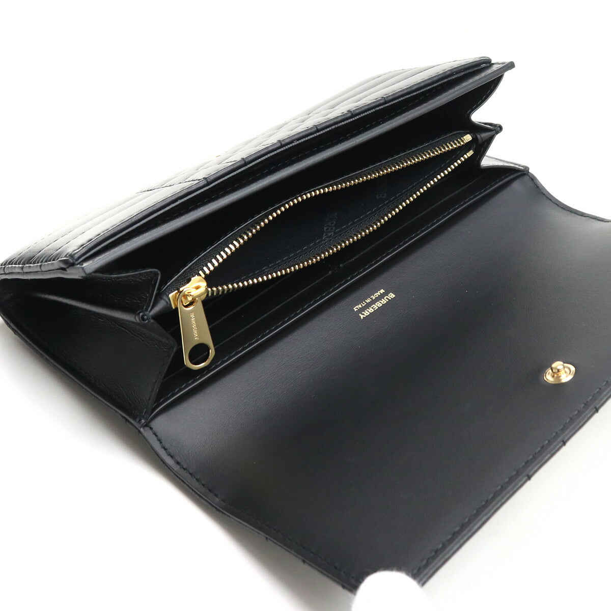 バーバリー 長財布ニ折小銭入付き レディース レザー イタリア 8062339 BLACK-LIGHT GOLD ブラック 財布 BUR8062339011