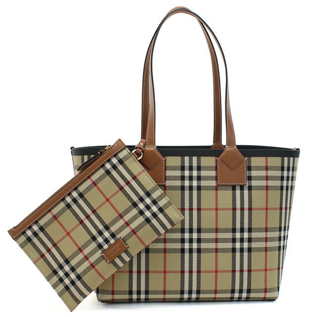 バーバリー トートバッグ レディース ブランド コットン、レザー イタリア 8066163 BRIAR BROWN-BLACK ブラウン系 マルチカラー バッグ BUR8066163011
