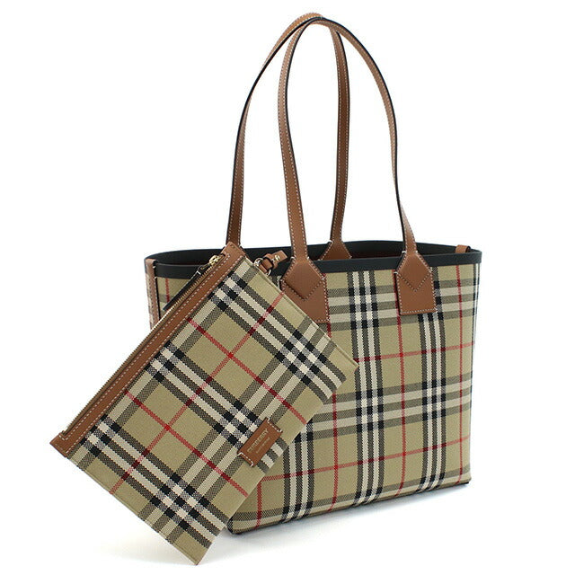 バーバリー トートバッグ レディース ブランド コットン、レザー イタリア 8066163 BRIAR BROWN-BLACK ブラウン系 マルチカラー バッグ BUR8066163011