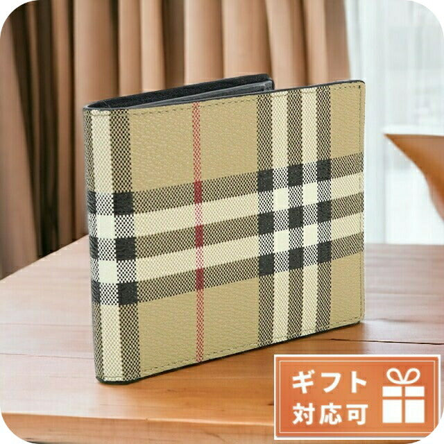 バーバリー 二折財布小銭入付き メンズ アクリル コットン ポリウレタン ポリエステル モルドバ 8069815 ベージュ系 マルチカラー 財布 BUR8069815011