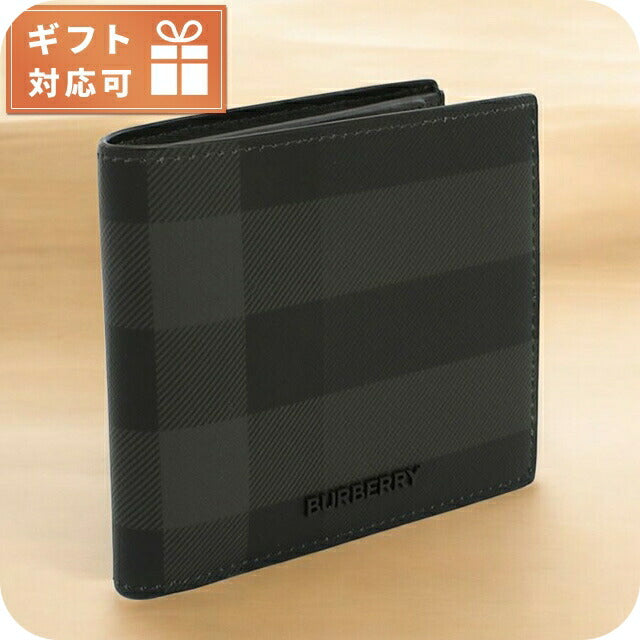 バーバリー 二折財布小銭入付き メンズ ブランド BURBERRY 8100529 CHARCOAL 財布 BUR8100529011