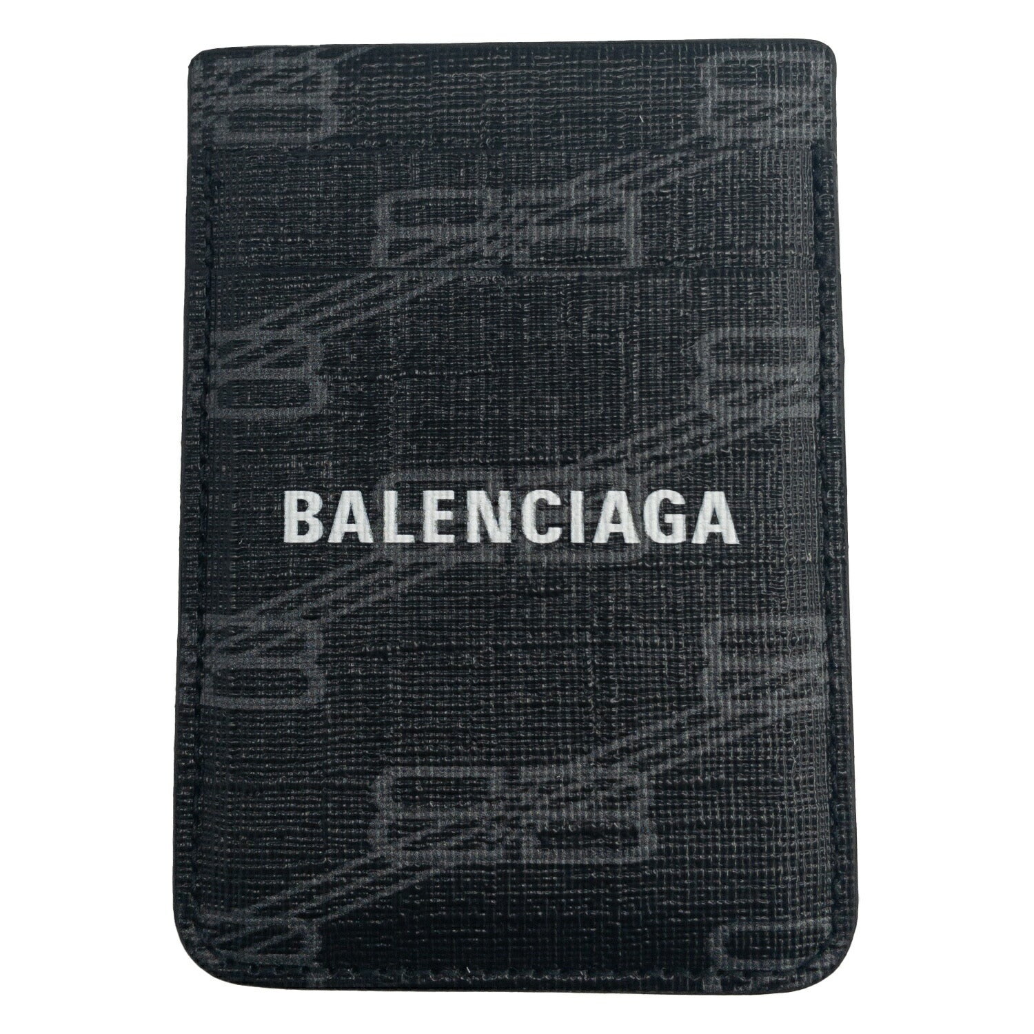 バレンシアガ BALENCIAGA 785250 210D8 1061 BBモノグラム シグネチャー マグネット 磁気 カードホルダー ブラック/グレー メンズ ユニセックス BWBC00067M