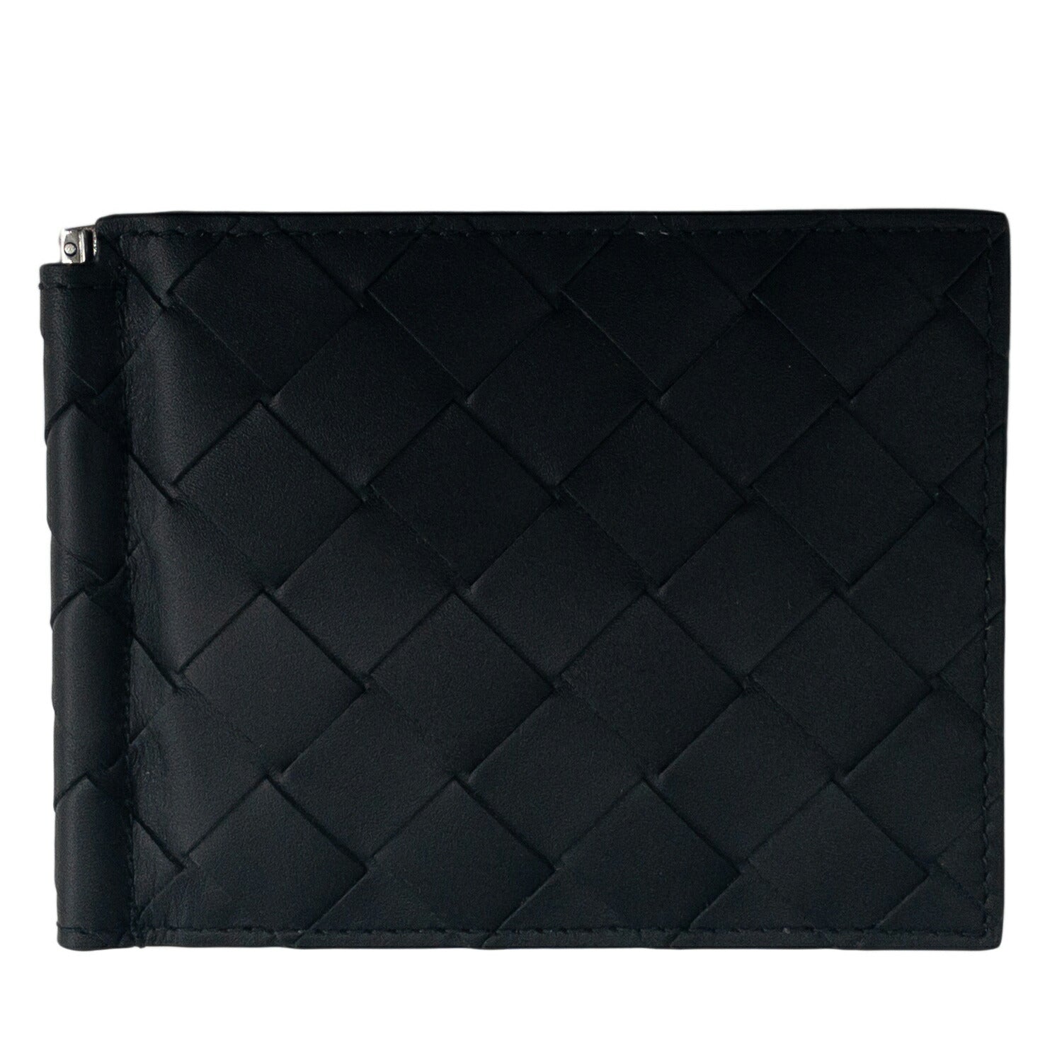 ボッテガヴェネタ BOTTEGA VENETA 749404 VCPQ4 8803 イントレチャート マネークリップ付 二つ折り財布(小銭入れ無し) ブラック メンズ BWBO00186M