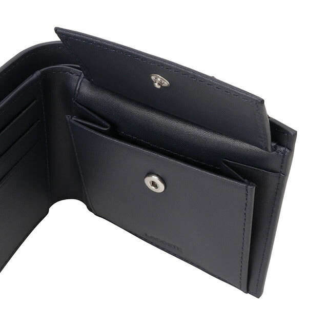 ラコステ LACOSTE NH1112 021 小銭入れ付 二つ折り財布 ネイビー メンズ ワニロゴ 記念品 プレゼント ギフト BWLT00023M