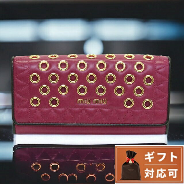 ミュウミュウ ナッパ ヴェレ パンチング 二つ折り長財布 5M1109 NAPPA VELE AZALEA レディース BWMI00022L