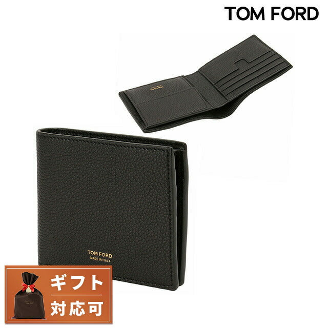 トムフォード TOM FORD Y0278 LCL158G 1N001 小銭入れ付 二つ折り財布 ブラック メンズ T LINE CLASSIC BIFOLD WALLET WITH COIN SLOT BWTD00029M