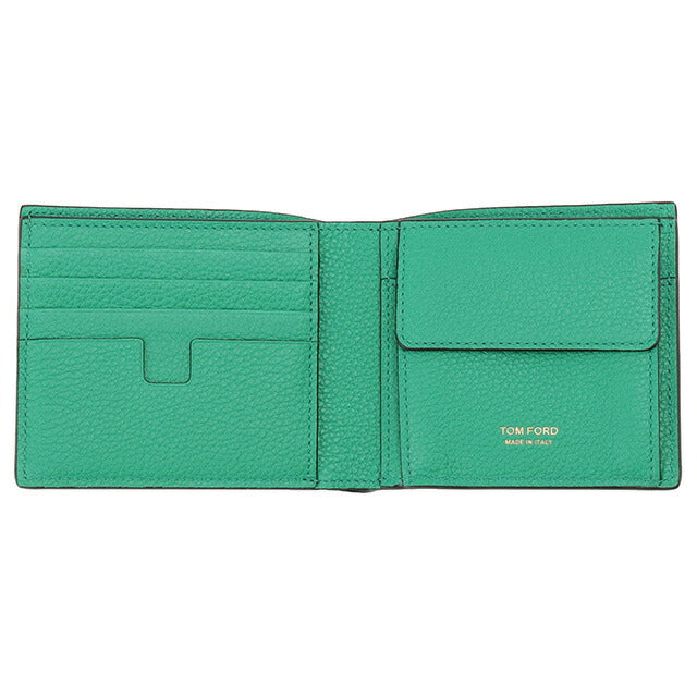 トムフォード TOM FORD Y0278 LCL326G 3NE02 内外バイカラー 小銭入れ付二つ折り財布 ブラック/ミントグリーン メンズ ウォレット BWTD00038M