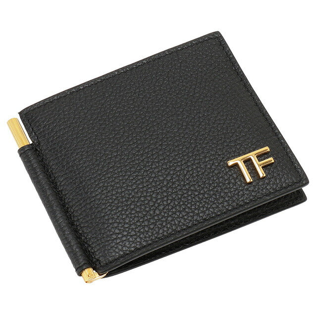 トムフォード TOM FORD YT231 LCL158G 1N001 マネークリップ付 二つ折り財布(小銭入れ無し)ブラック メンズ ウォレット BWTD00041M