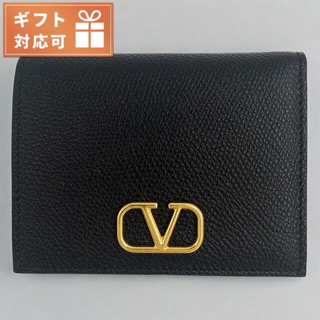 ヴァレンティノ VALENTINO 5W2P0R39 SNP 0NO Vロゴ シグネチャー スモール ウォレット 二つ折り財布 ミニ財布 ブラック レディース BWVA00053L