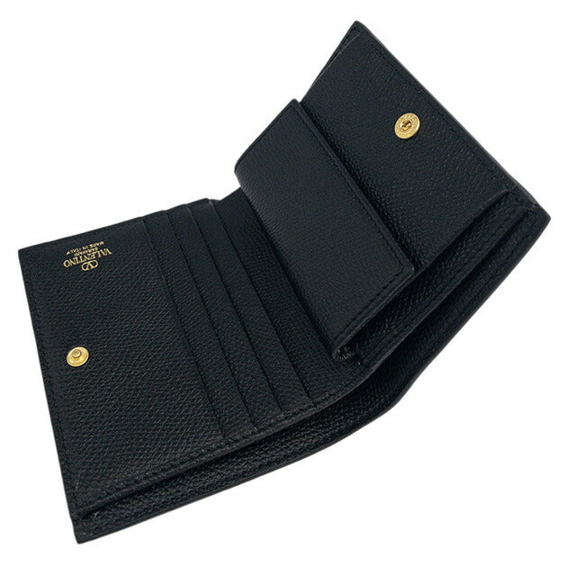 ヴァレンティノ VALENTINO 5W2P0R39 SNP 0NO Vロゴ シグネチャー スモール ウォレット 二つ折り財布 ミニ財布 ブラック レディース BWVA00053L