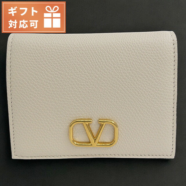 ヴァレンティノ VALENTINO 5W2P0R39 SNP I16 Vロゴ シグネチャー スモール ウォレット 二つ折り財布 ミニ財布 ライトアイボリー レディース BWVA00055L