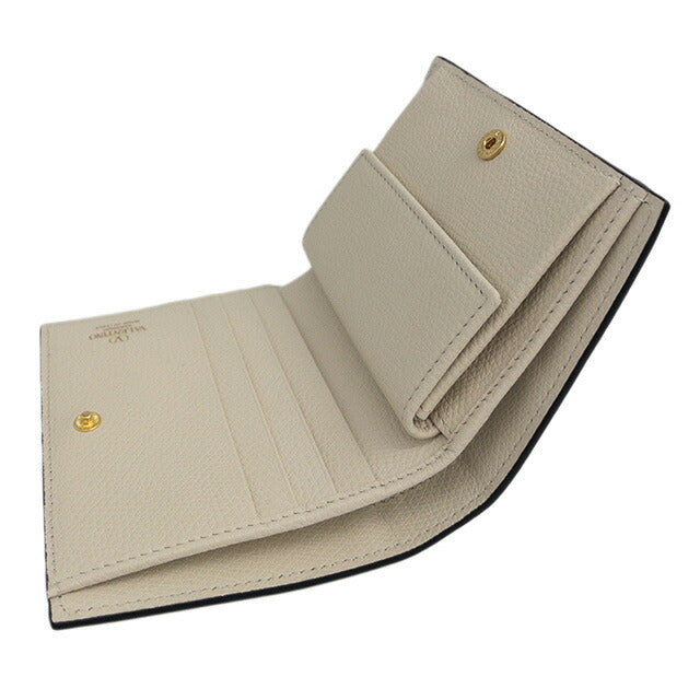 ヴァレンティノ VALENTINO 5W2P0R39 SNP I16 Vロゴ シグネチャー スモール ウォレット 二つ折り財布 ミニ財布 ライトアイボリー レディース BWVA00055L