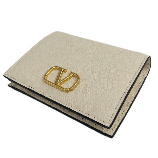 ヴァレンティノ VALENTINO 5W2P0R39 SNP I16 Vロゴ シグネチャー スモール ウォレット 二つ折り財布 ミニ財布 ライトアイボリー レディース BWVA00055L