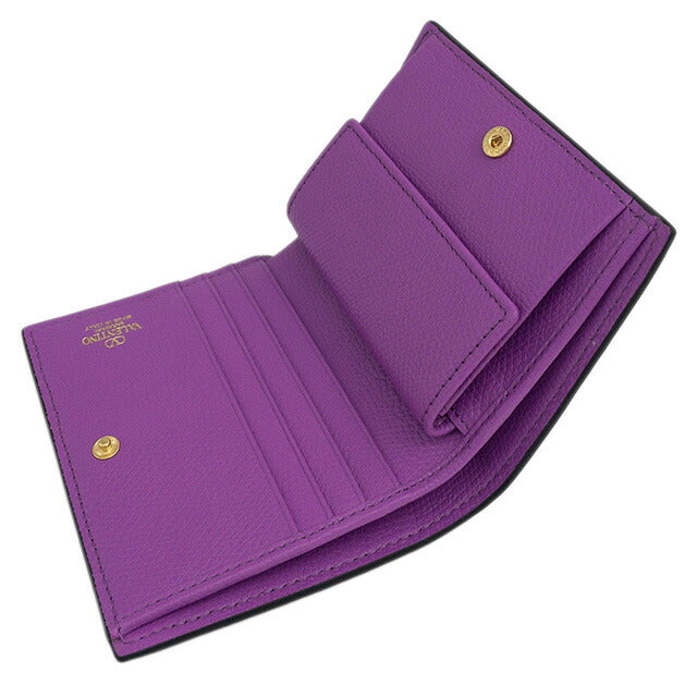 ヴァレンティノ VALENTINO 5W2P0R39 SNP ZHU Vロゴ シグネチャー スモール ウォレット 二つ折り財布 ミニ財布 ヴィヴィッド ヴァイオレット レディース BWVA00056L