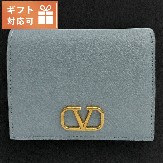 ヴァレンティノ VALENTINO 5W2P0R39 SNP ZJ4 Vロゴ シグネチャー スモール ウォレット 二つ折り財布 ミニ財布 ポーセリンブルー レディース BWVA00057L