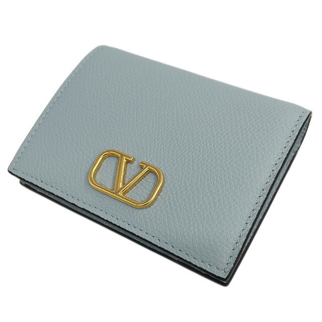 ヴァレンティノ VALENTINO 5W2P0R39 SNP ZJ4 Vロゴ シグネチャー スモール ウォレット 二つ折り財布 ミニ財布 ポーセリンブルー レディース BWVA00057L