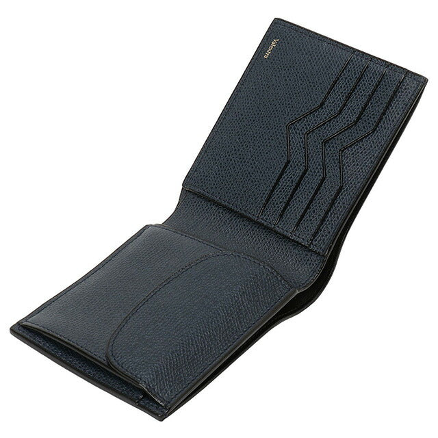 ヴァレクストラ VALEXTRA V8L23 028 BB / SGNL0023028LRDWF99 BB 小銭入れ付 二つ折り財布 ネイビー メンズ レディース ユニセックス BWVX00007M