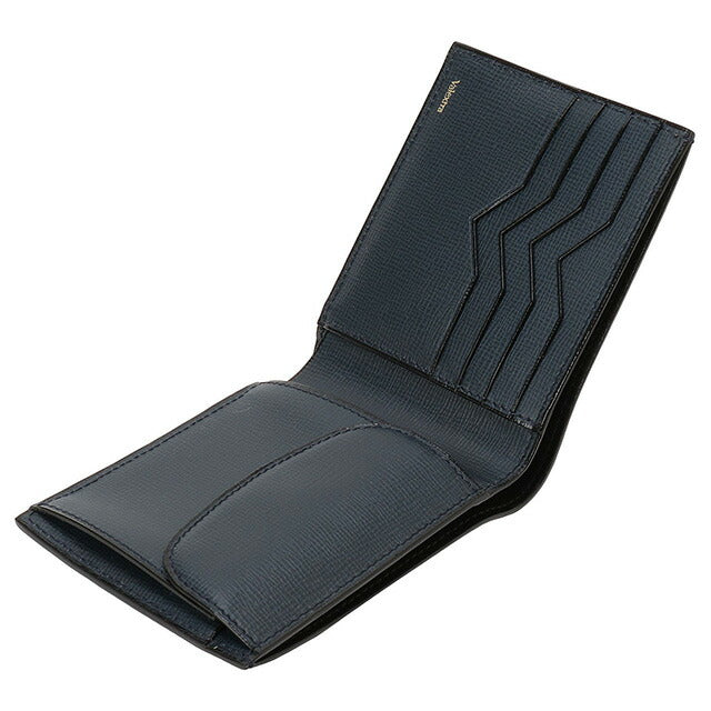 ヴァレクストラ VALEXTRA V8L23 044 BB / SGNL0023044LRDWF99 BB 小銭入れ付 二つ折り財布 ネイビー メンズ レディース ユニセックス BWVX00010M