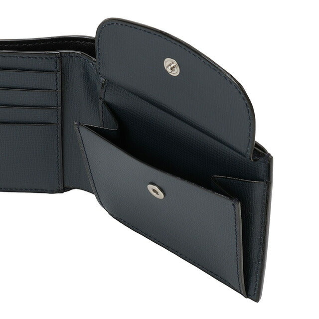 ヴァレクストラ VALEXTRA V8L23 044 BB / SGNL0023044LRDWF99 BB 小銭入れ付 二つ折り財布 ネイビー メンズ レディース ユニセックス BWVX00010M