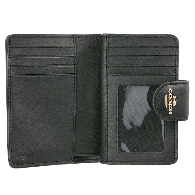 コーチ 二つ折り財布 レディース ブランド COACH シグネチャー レザー C0082 IMCBI 1 カーキ/ブラック C0082-IMCBI-1