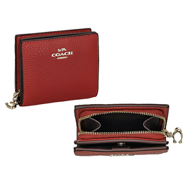 コーチ 二つ折り財布 レディース ブランド COACH レザー C2862 IMUP7 1 レッド C2862-IMUP7-1