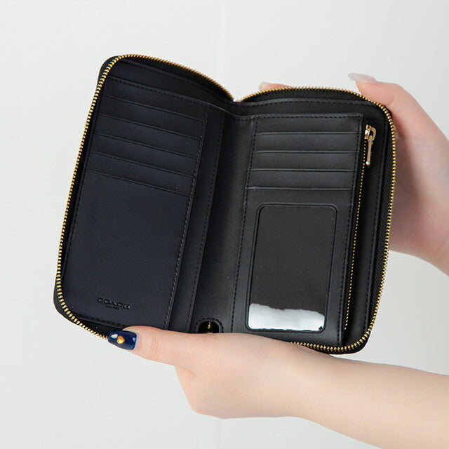 コーチ 二つ折り財布 レディース ブランド COACH レザー C4124 IMBLK 1 ブラック C4124-IMBLK-1