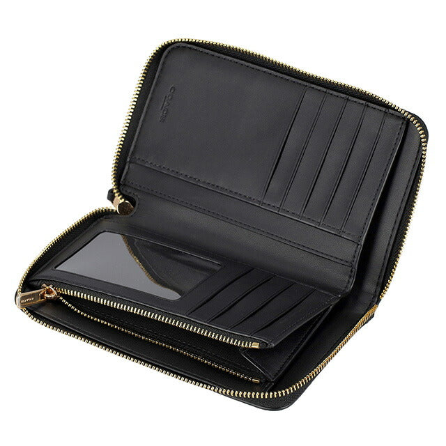 コーチ 二つ折り財布 レディース ブランド COACH レザー C4124 IMBLK 1 ブラック C4124-IMBLK-1