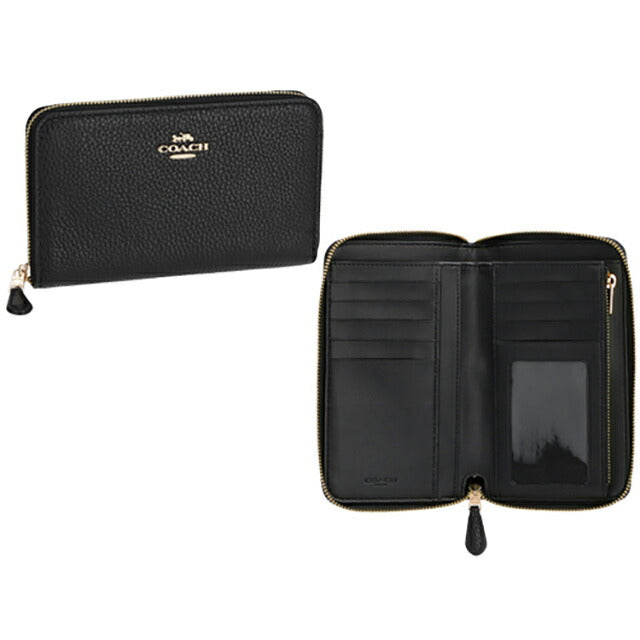 コーチ 二つ折り財布 レディース ブランド COACH レザー C4124 IMBLK 1 ブラック C4124-IMBLK-1