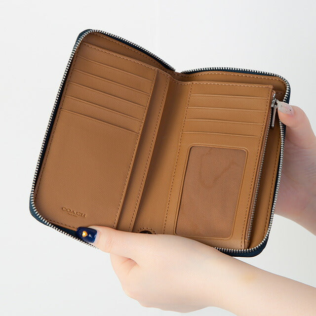コーチ 二つ折り財布 レディース ブランド COACH レザー C4124 SV DE 1 ブルー C4124-SV-DE-1