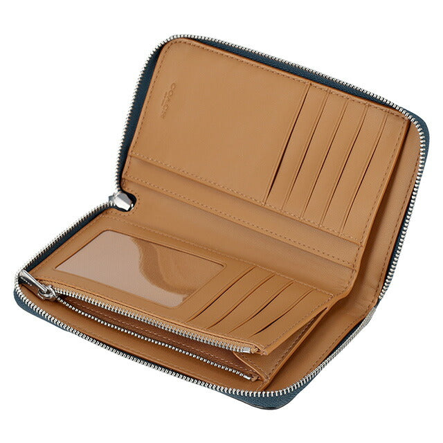 コーチ 二つ折り財布 レディース ブランド COACH レザー C4124 SV DE 1 ブルー C4124-SV-DE-1