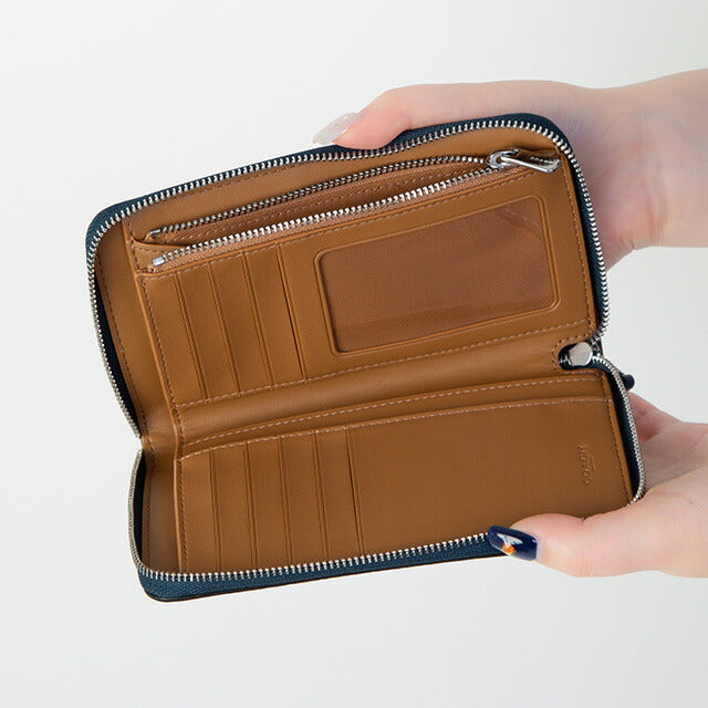 コーチ 二つ折り財布 レディース ブランド COACH レザー C4124 SV DE 1 ブルー C4124-SV-DE-1