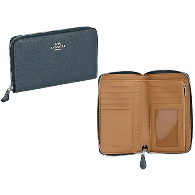 コーチ 二つ折り財布 レディース ブランド COACH レザー C4124 SV DE 1 ブルー C4124-SV-DE-1