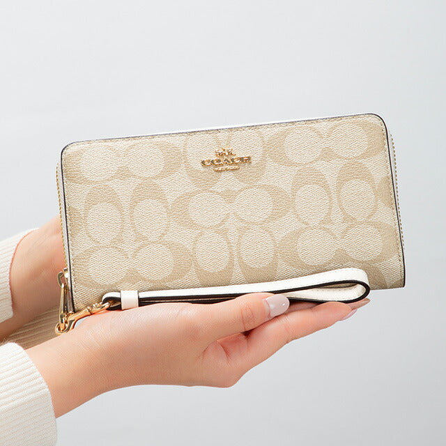 コーチ 長財布 レディース ブランド COACH シグネチャー C4452 IMDQC 1 ライトカーキチョーク ベージュ C4452-IMDQC-1