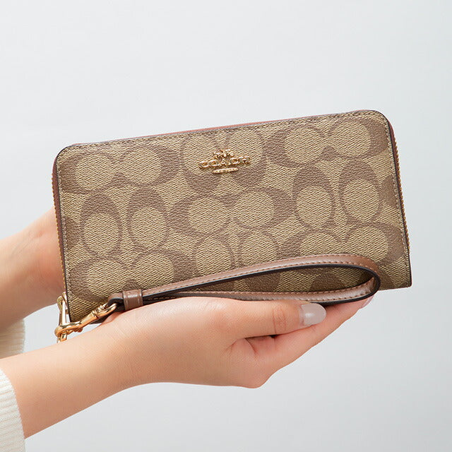 コーチ 長財布 レディース ブランド COACH シグネチャー C4452 IME74 1 カーキ サドル 2 ブラウン C4452-IME74-1