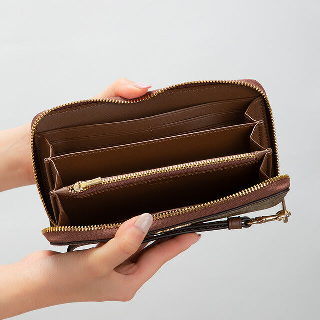 コーチ 長財布 レディース ブランド COACH シグネチャー C4452 IME74 1 カーキ サドル 2 ブラウン C4452-IME74-1