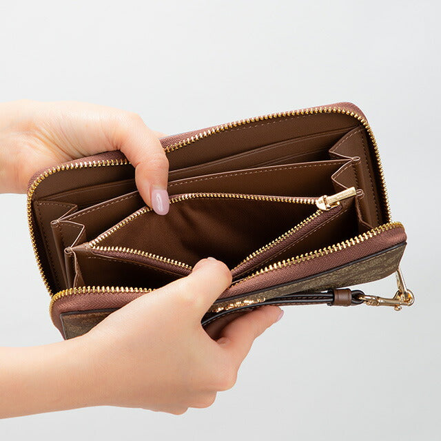 コーチ 長財布 レディース ブランド COACH シグネチャー C4452 IME74 1 カーキ サドル 2 ブラウン C4452-IME74-1