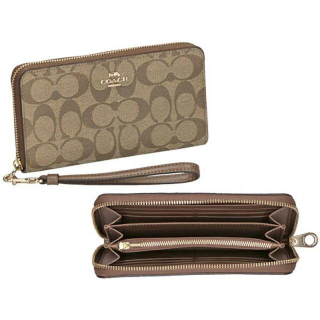 コーチ 長財布 レディース ブランド COACH シグネチャー C4452 IME74 1 カーキ サドル 2 ブラウン C4452-IME74-1