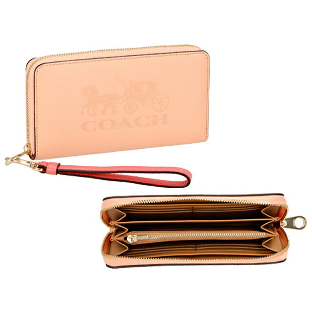 コーチ 長財布 レディース ブランド COACH レザー C5889 IMSMX 1 ピンクベージュ C5889-IMSMX-1