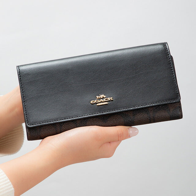 コーチ 長財布 レディース ブランド COACH C5966 ブラック/ブラウン C5966-IMAA8-1