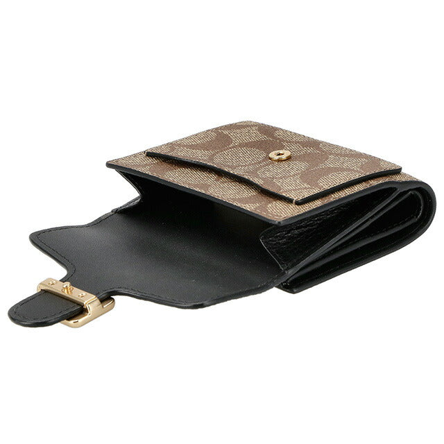 コーチ 二つ折り財布 レディース ブランド COACH シグネチャー レザー C7805 IMLOV 1 カーキ/ブラックマルチ C7805-IMLOV-1