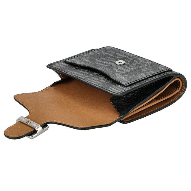 コーチ 二つ折り財布 レディース ブランド COACH シグネチャー レザー C7805 SVTSQ 1 グラファイト/ブラック C7805-SVTSQ-1