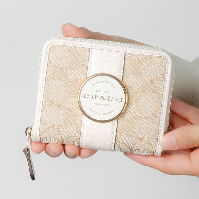 コーチ 二つ折り財布 レディース ブランド COACH C8323 ホワイト/ベージュ C8323-IMDQC-1