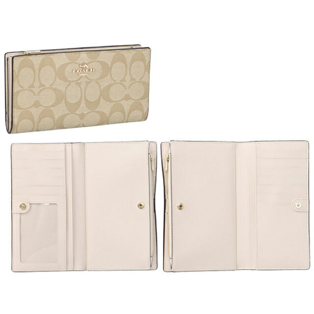 コーチ 長財布 メンズ レディース ブランド COACH シグネチャー C8714 IMDQC 1 ライトベージュ C8714-IMDQC-1