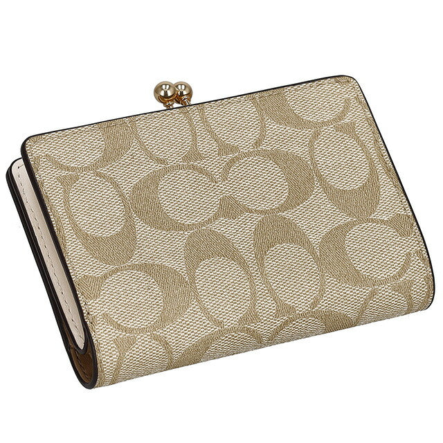 コーチ 二つ折り財布 レディース ブランド COACH シグネチャー C8724 IMDQC 1 ライトカーキ/チョーク C8724-IMDQC-1