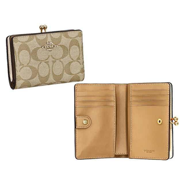 コーチ 二つ折り財布 レディース ブランド COACH シグネチャー C8724 IMDQC 1 ライトカーキ/チョーク C8724-IMDQC-1